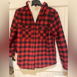 Women’s Lumberjack Shearling lined Hoodie Jacket Shirt Sz L